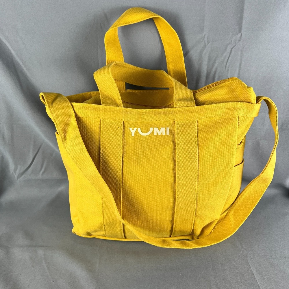 YUMI Insulated Tote Bag Bright Yellow Durable Canvas Double Handle Shoulder Bag